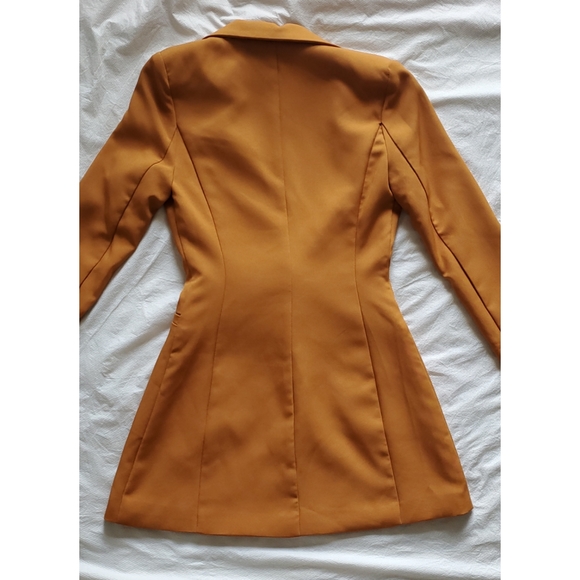 Mustard Double Breasted Woven Blazer - Picture 5 of 7